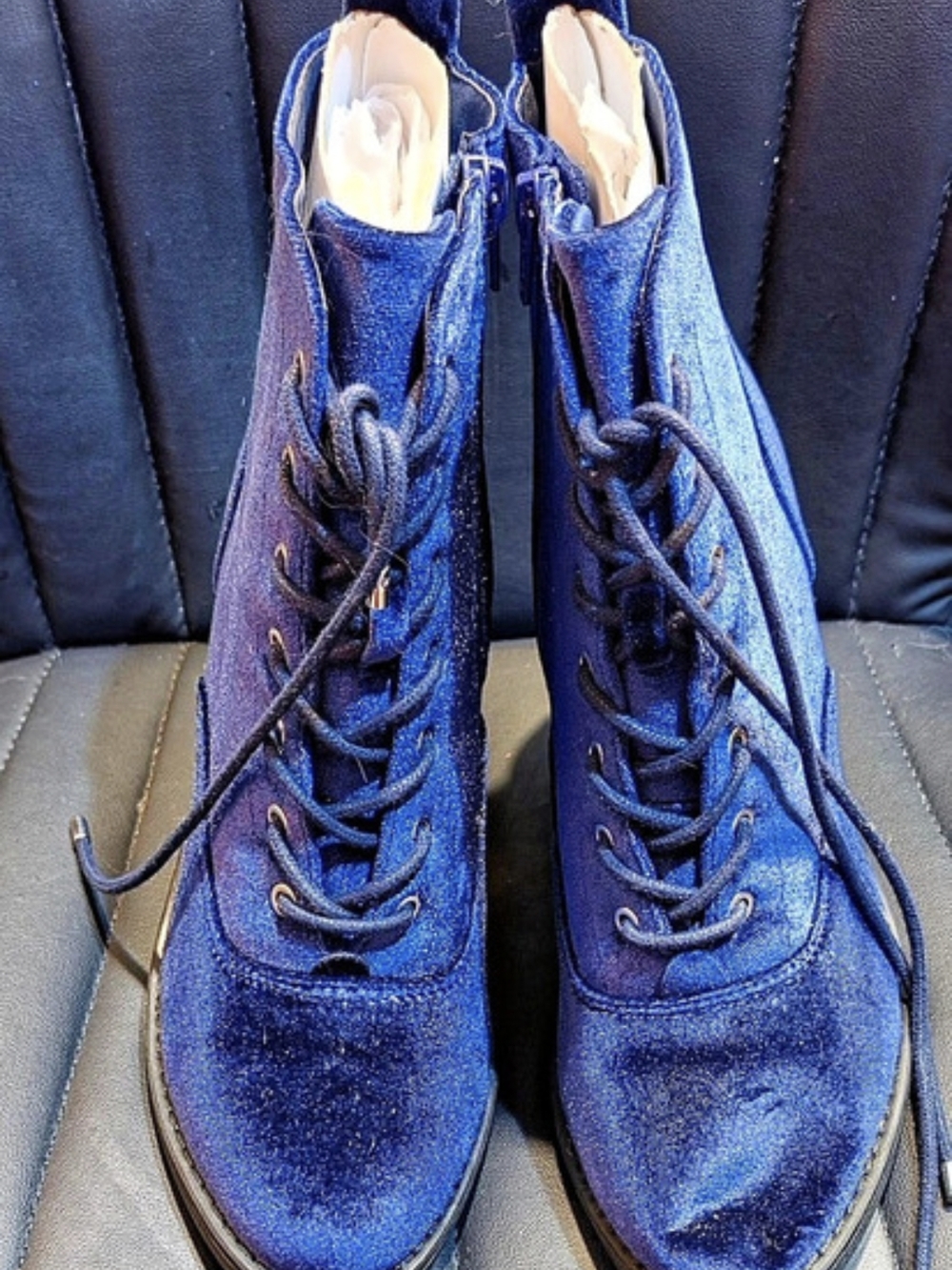 Blue Lace-Up Wedge Heels Size 9